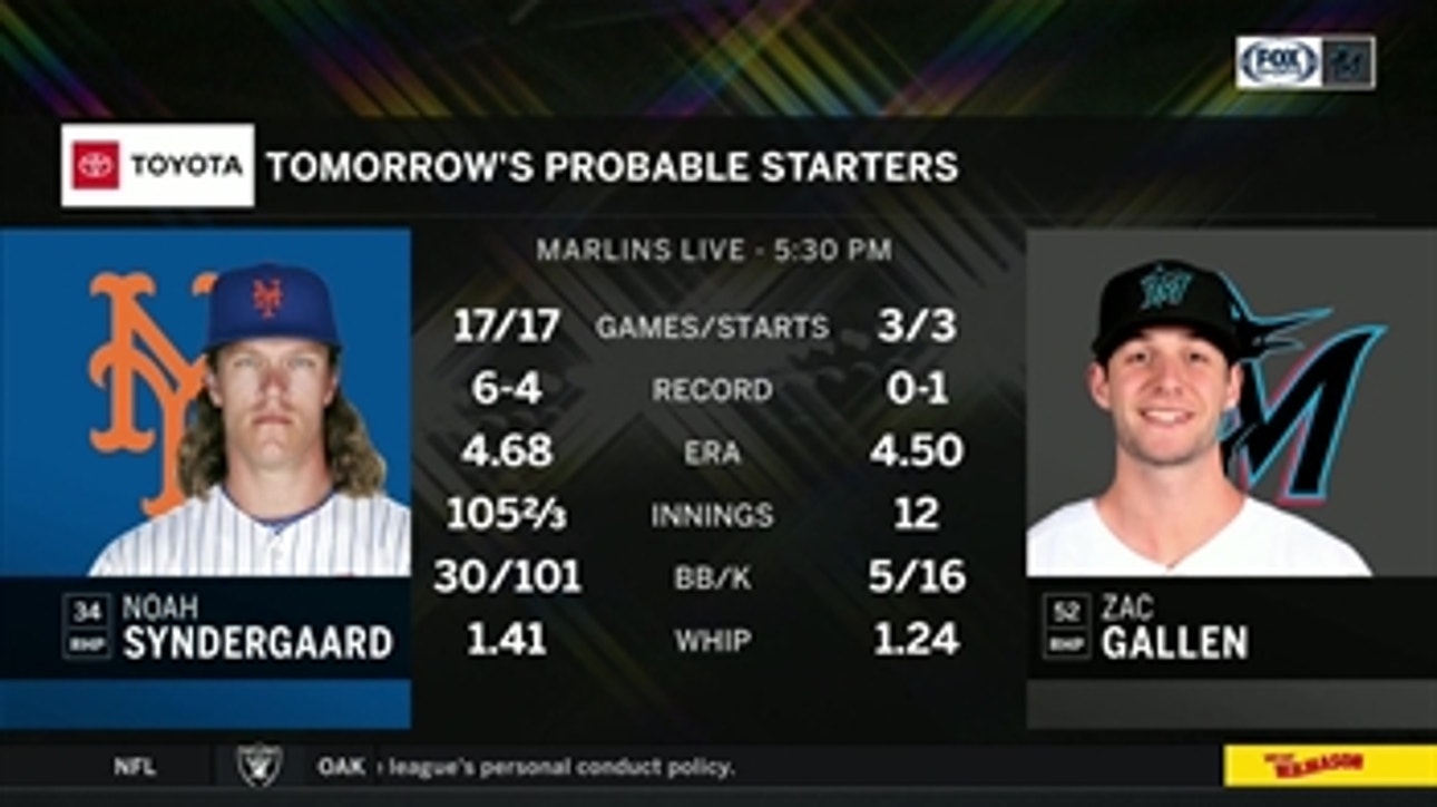 Zac Gallen looks for first MLB win as Marlins take on Noah Syndergaard, Mets