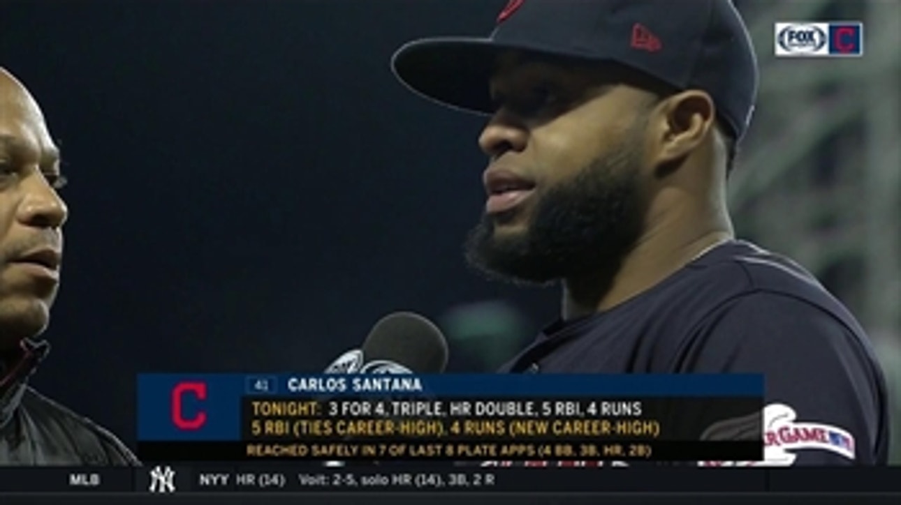 Carlos Santana predicts he'll hit for cycle after falling a single shy vs. Red Sox