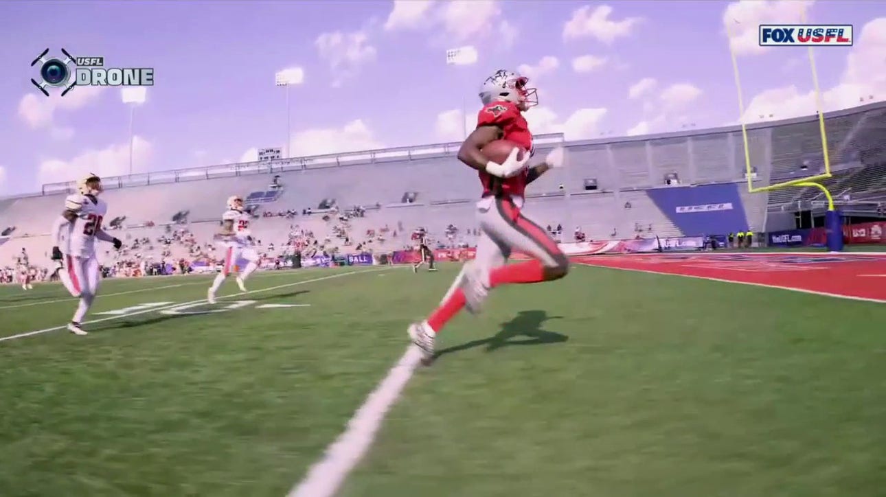 Jordan Ta'amu finds Derrick Dillon for the longest passing TD in USFL this season - 75 yards